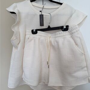 Stylish Cream Top and Shorts Set